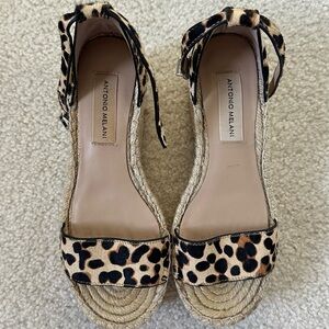 ANTONIO MELANI Animal Print Espadrille Wedges